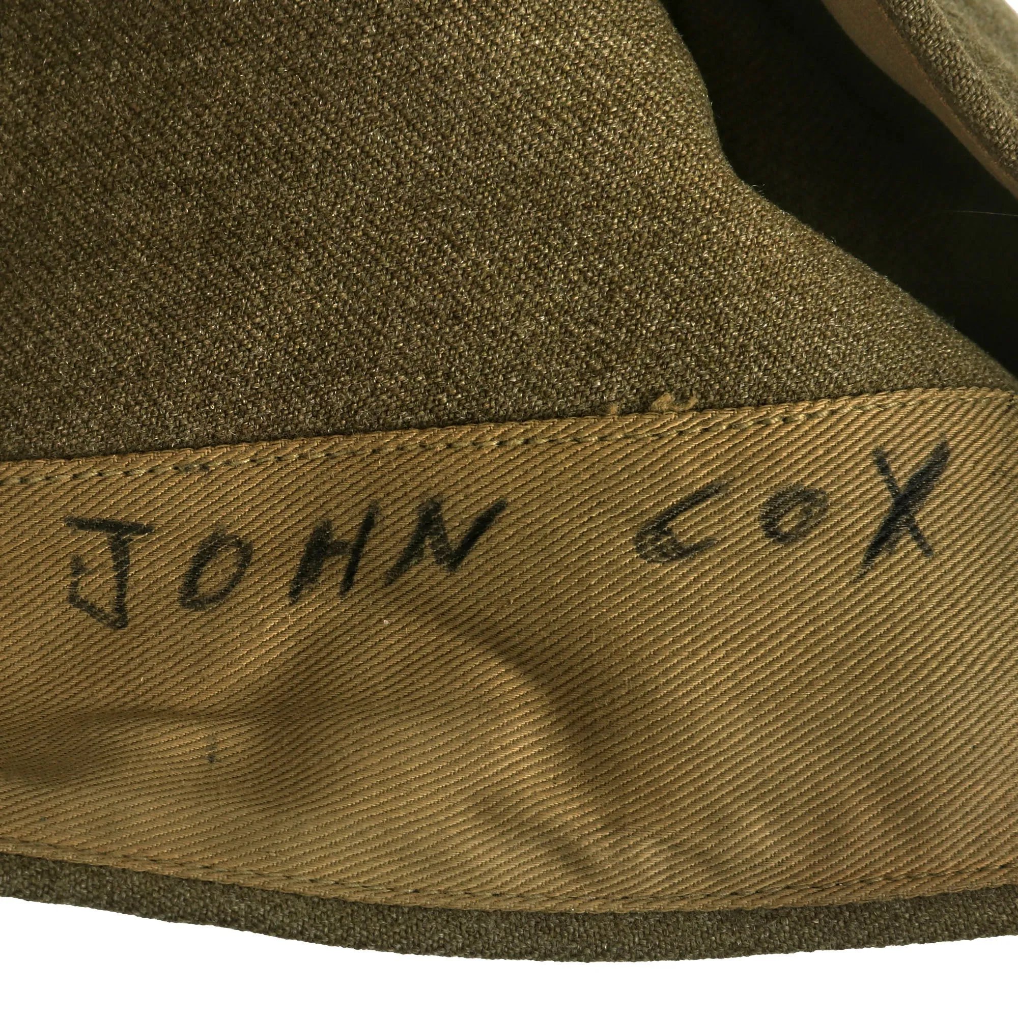 Original U.S. WWII 82nd Airborne Division, 505th Parachute Infantry Regiment Headquarters Ike Jacket Named to Private John M. Cox With Overseas Cap and Plaque
