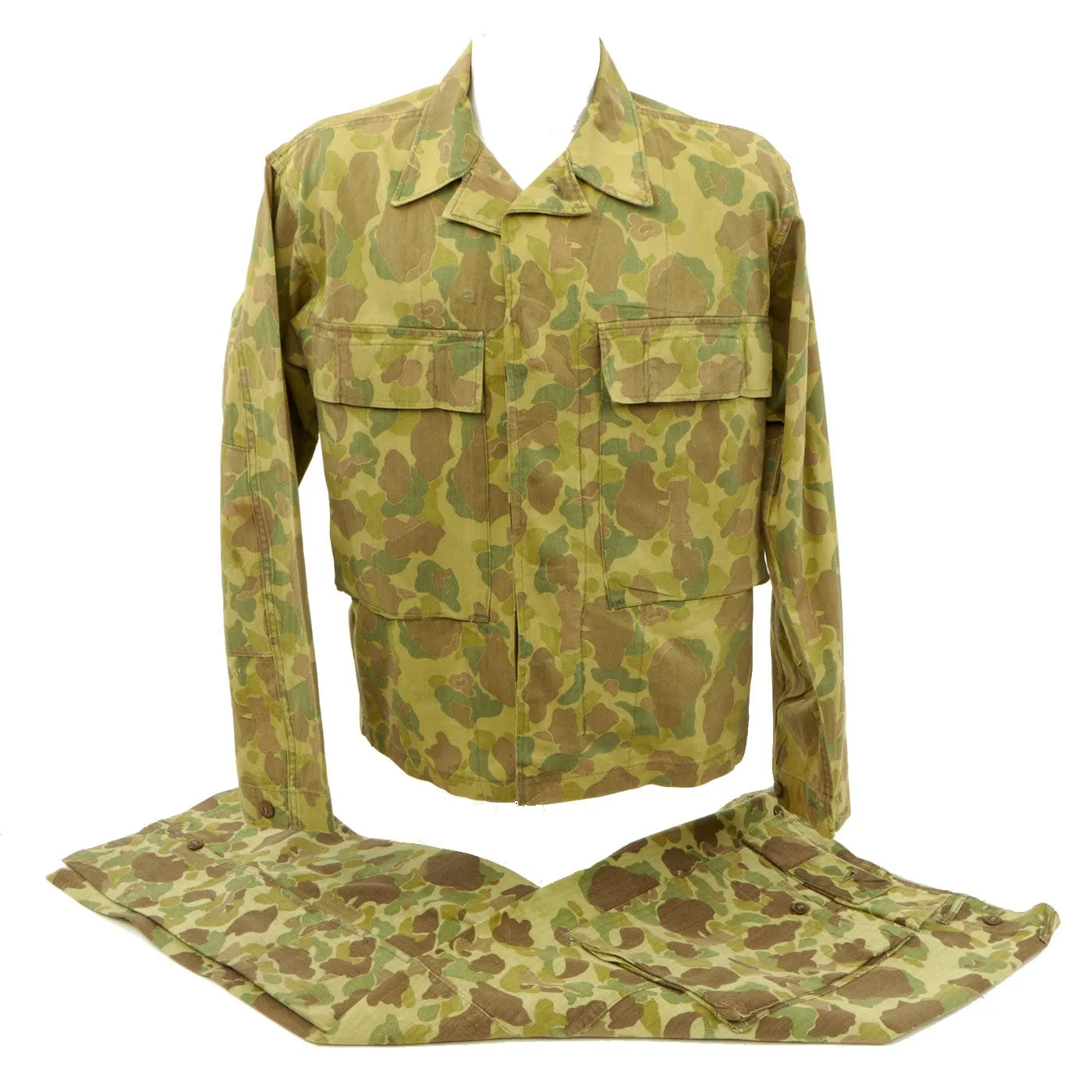 Original U.S. WWII Army Two-Piece Reversible Camouflage Uniform - As Seen in Book