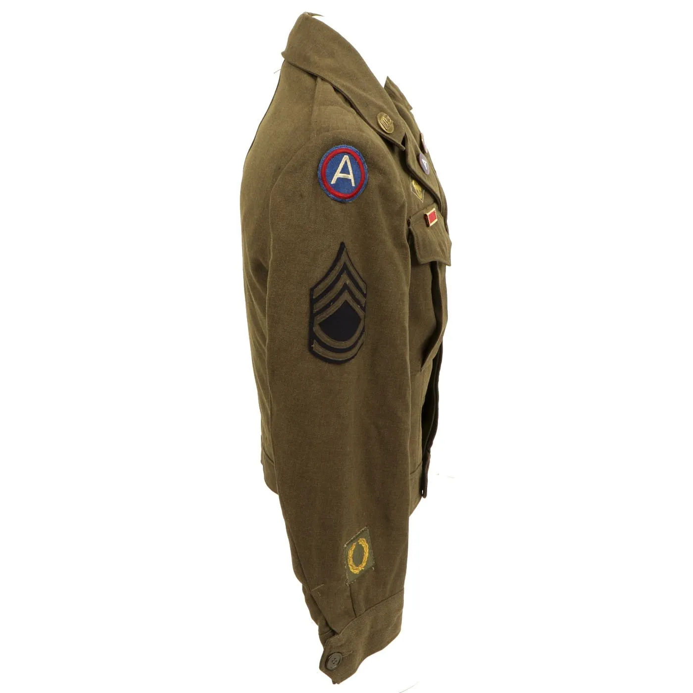 Original U.S. WWII Patton Their Army Technical Sergeant Ike Jacket Uniform with Distinctive Unit Insignia