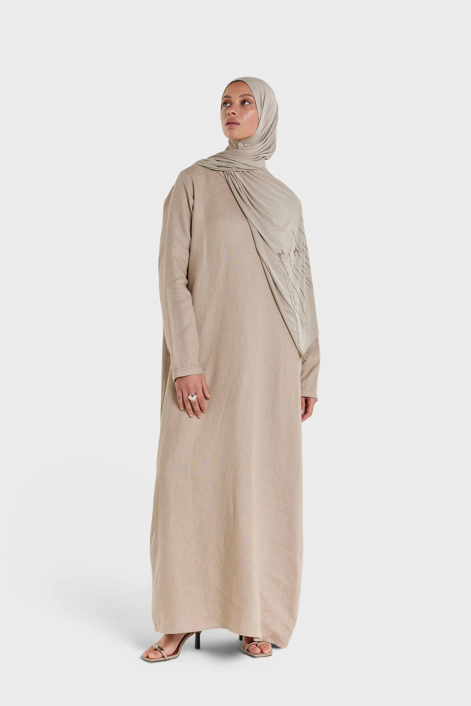 Plain Linen Dress | Light Khaki