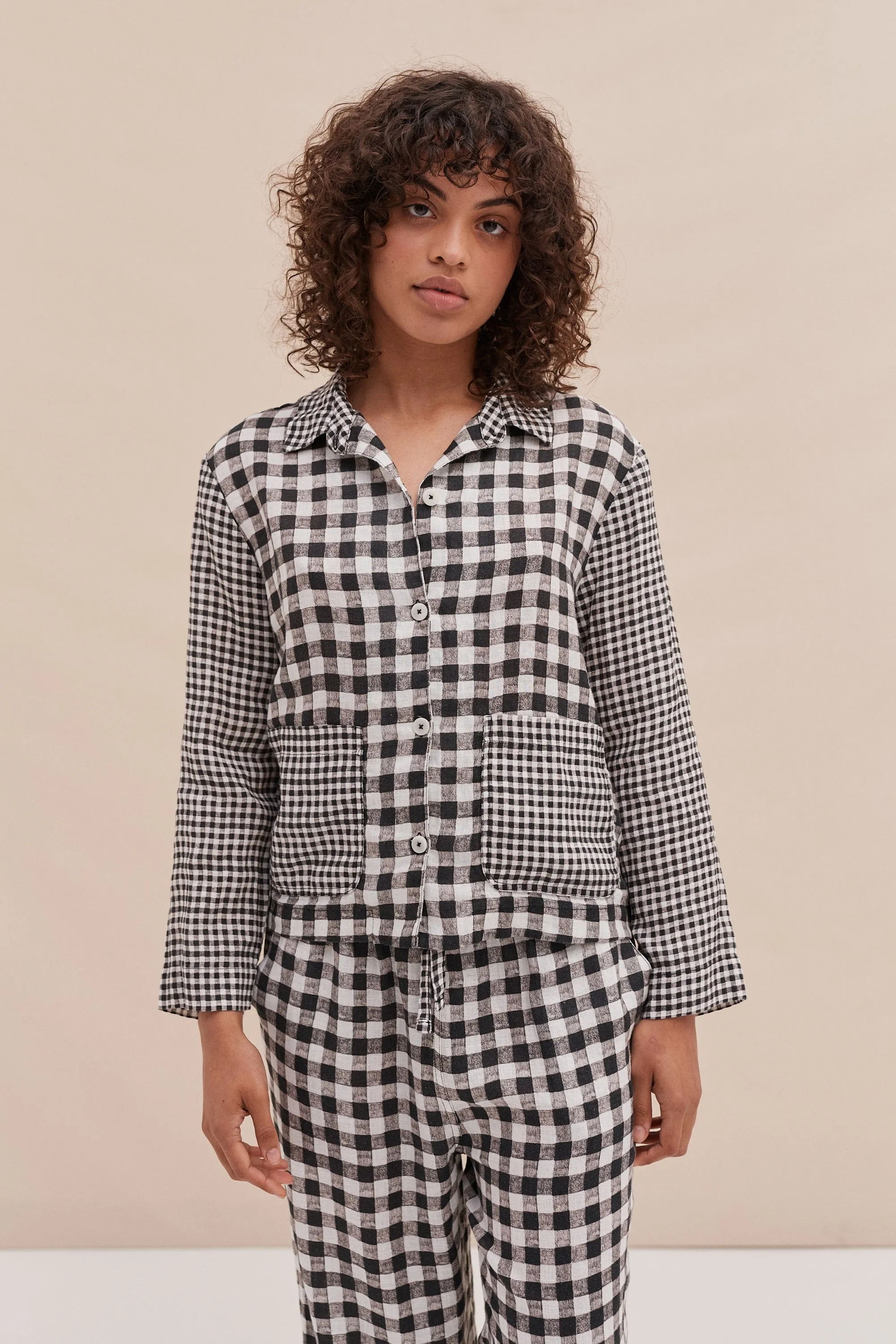 Pocket Set Gingham Print Black and White