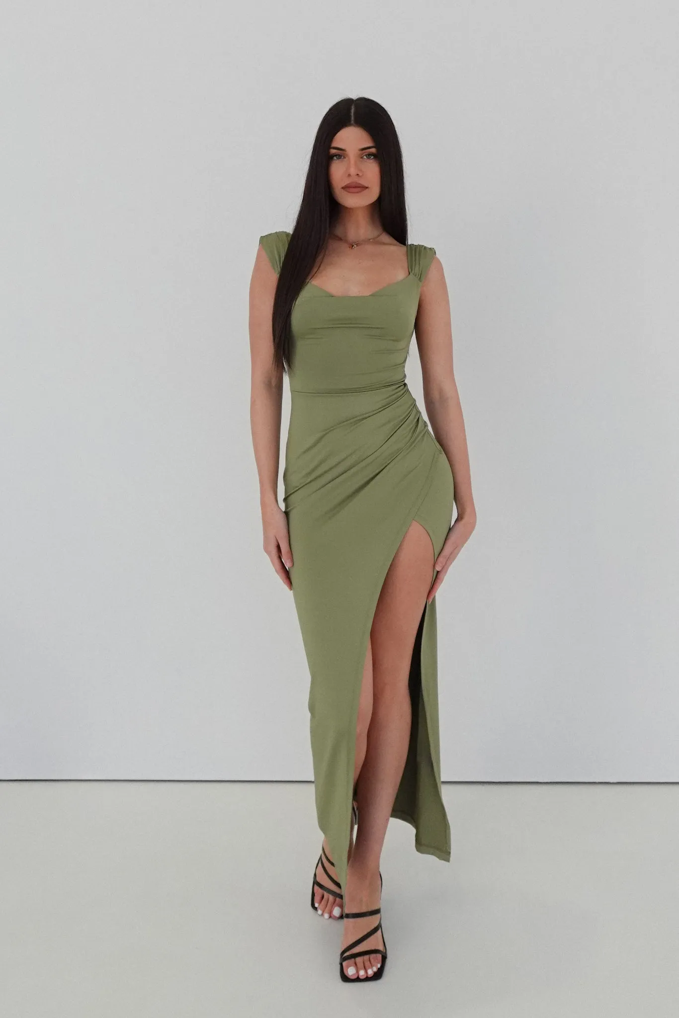 Polly Midi Dress - Khaki