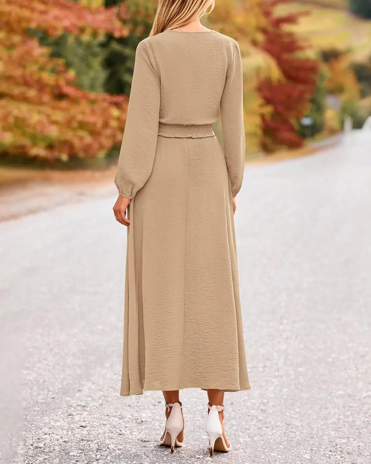 PRETTYGARDEN Women 2 Piece Outfits Casual V Neck Lantern Long Sleeve Strappy Crop Tops High Waist Midi Skirt Sets 2025