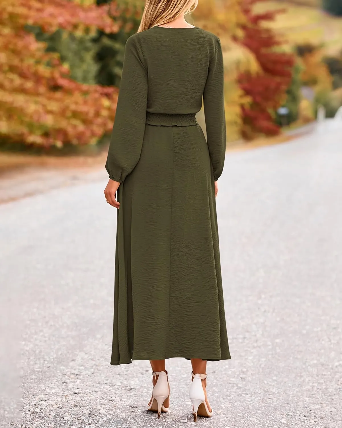 PRETTYGARDEN Women 2 Piece Outfits Casual V Neck Lantern Long Sleeve Strappy Crop Tops High Waist Midi Skirt Sets 2025