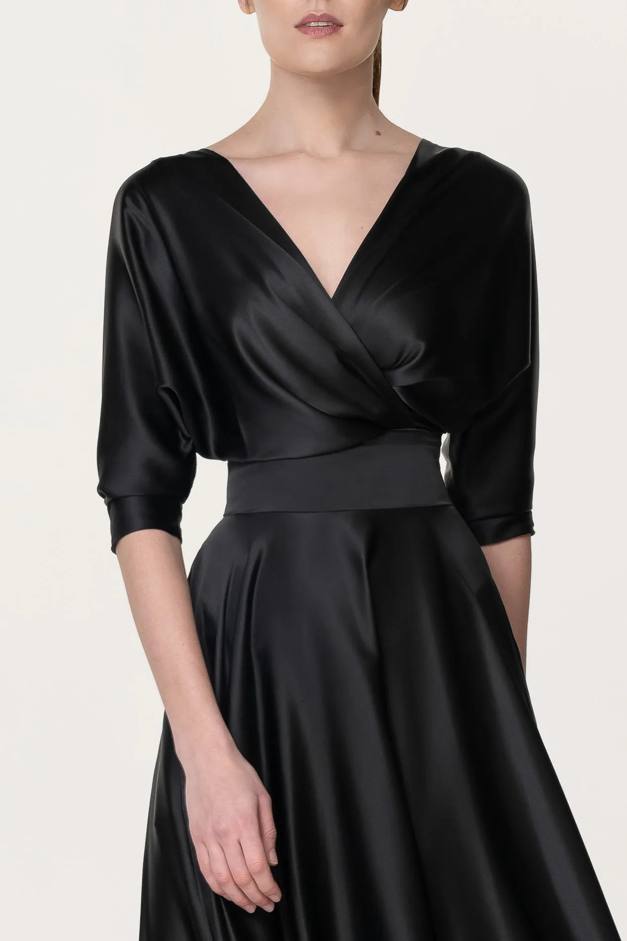 Reese Black Silk Long Dress
