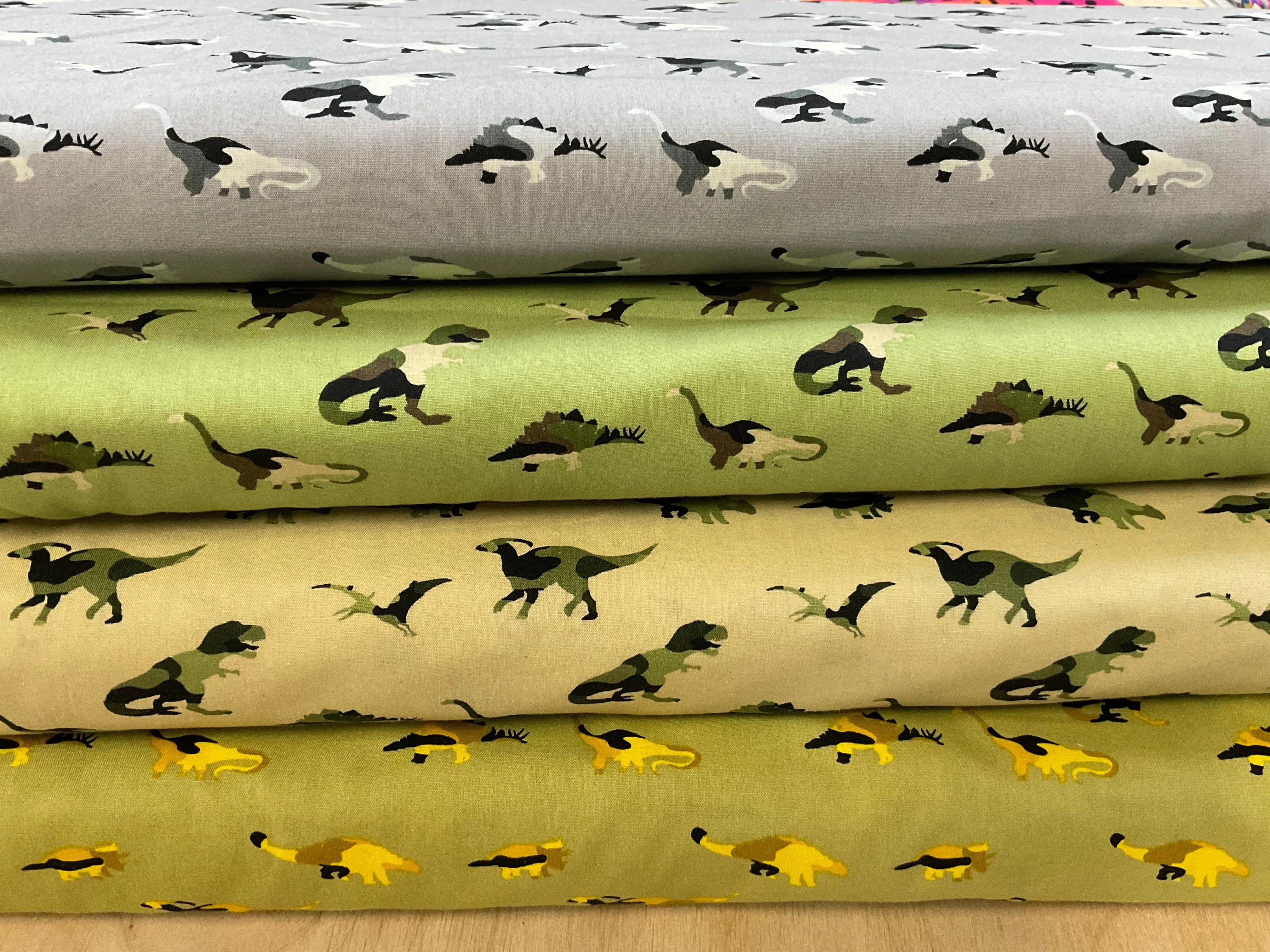 SALE - Camouflage Dinosaurs Cotton Poplin
