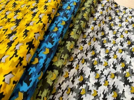 SALE - Gold Stripe Badge on Camouflage Cotton Poplin