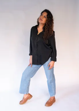 SILKY BUTTONDOWN (BLACK)