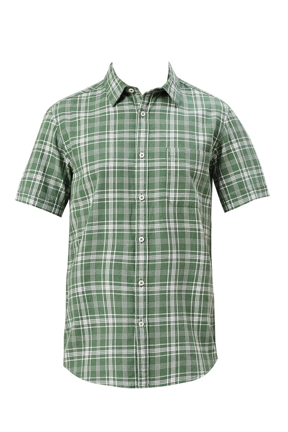 Slim Fit Cotton Twill Melange Checks Halfsleeves Shirt