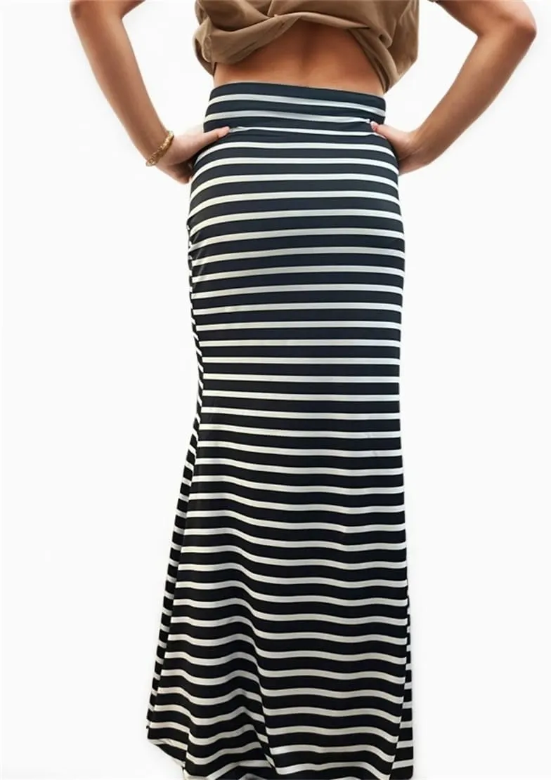 Sorrica Maxi Skirt for Women Multicolored Print High Waist Stretchy Bodycon Floor Length Maxi Skirt