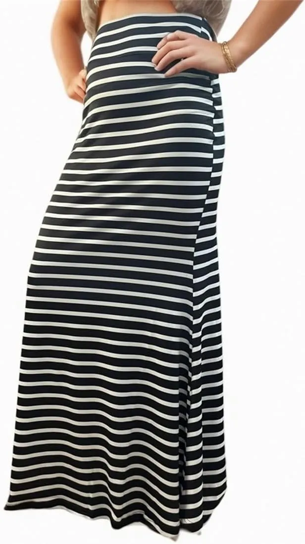 Sorrica Maxi Skirt for Women Multicolored Print High Waist Stretchy Bodycon Floor Length Maxi Skirt
