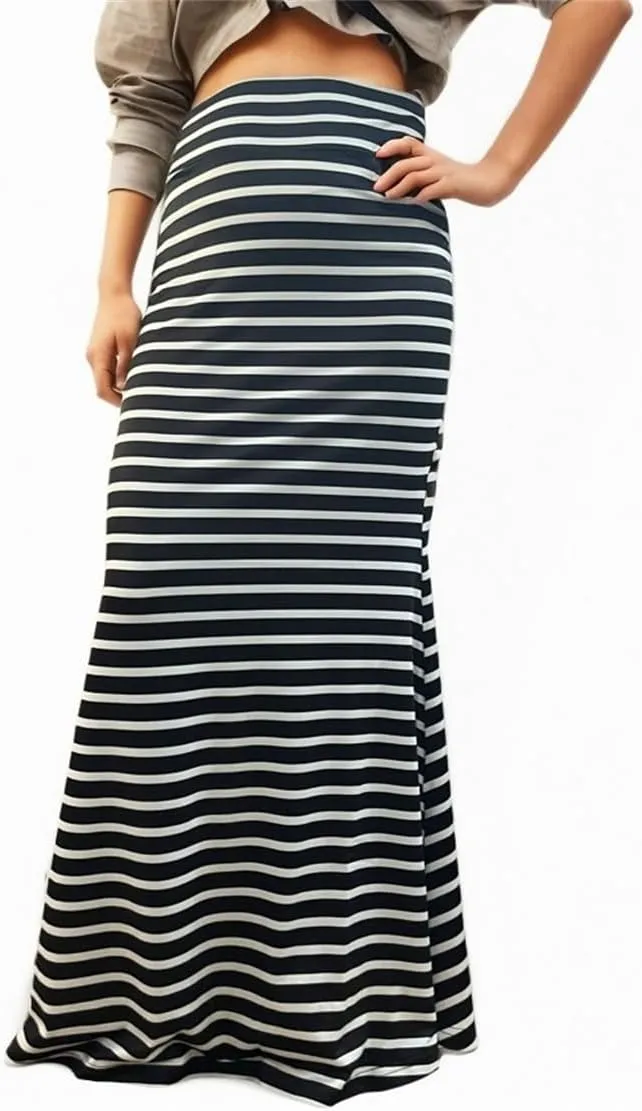 Sorrica Maxi Skirt for Women Multicolored Print High Waist Stretchy Bodycon Floor Length Maxi Skirt