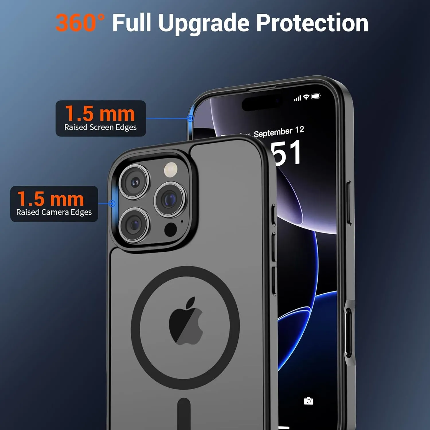 SUPFINE Magnetic for iPhone 16 Pro Case (Compatible with MagSafe) (Military Grade Drop Protection) Slim Translucent Matte Shockproof with Anti-Fingerprint Phone Case,Black