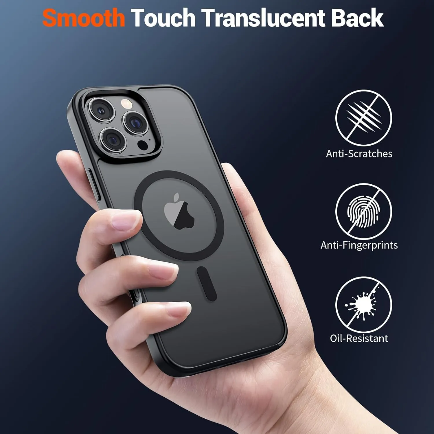 SUPFINE Magnetic for iPhone 16 Pro Case (Compatible with MagSafe) (Military Grade Drop Protection) Slim Translucent Matte Shockproof with Anti-Fingerprint Phone Case,Black