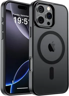 SUPFINE Magnetic for iPhone 16 Pro Case (Compatible with MagSafe) (Military Grade Drop Protection) Slim Translucent Matte Shockproof with Anti-Fingerprint Phone Case,Black