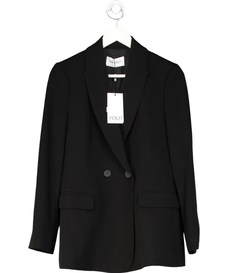 THE FOLD Black Clever Crepe Knighton Jacket UK 10