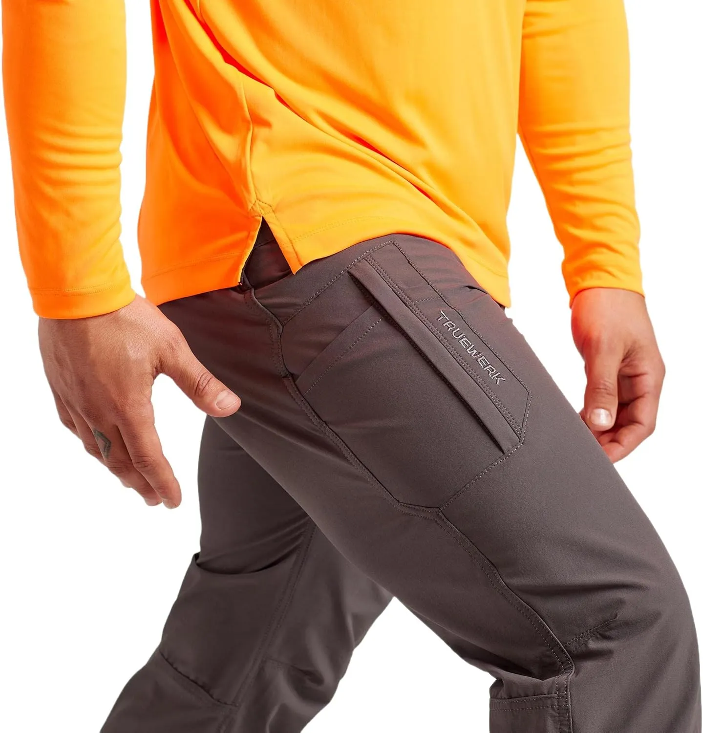 TRUEWERK Mens Work Pants - T1 WerkPants Relaxed Fit, Lightweight, Moisture Wicking, Tactical Cargo Pants with 4-Way Stretch