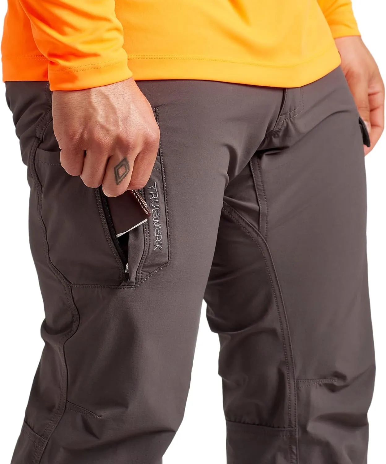 TRUEWERK Mens Work Pants - T1 WerkPants Relaxed Fit, Lightweight, Moisture Wicking, Tactical Cargo Pants with 4-Way Stretch