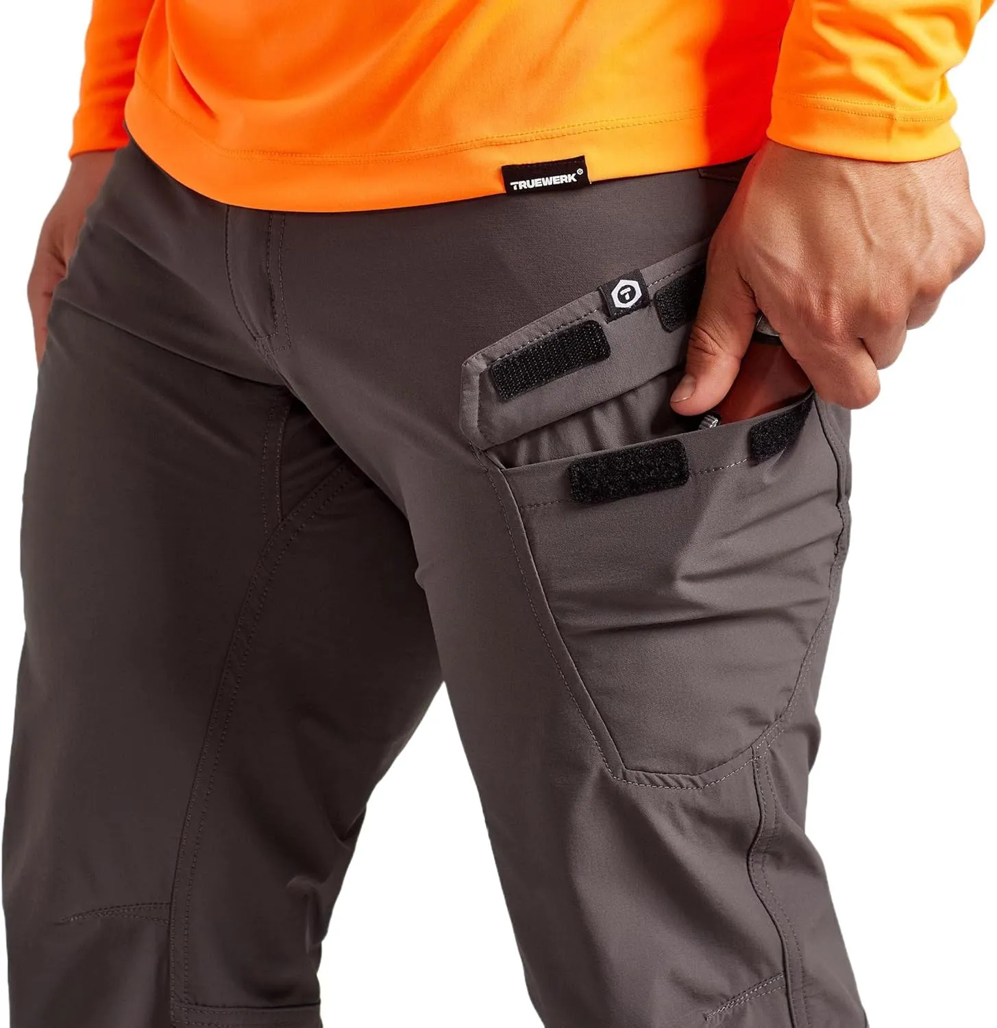 TRUEWERK Mens Work Pants - T1 WerkPants Relaxed Fit, Lightweight, Moisture Wicking, Tactical Cargo Pants with 4-Way Stretch