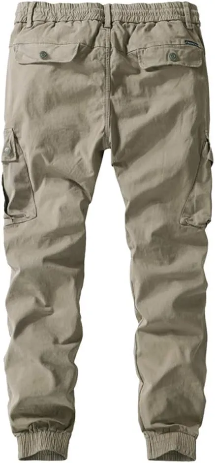 utcoco Mens Slim-Fit Casual Tapered-Leg Pockets Cotton Twill Military Jogger Pants