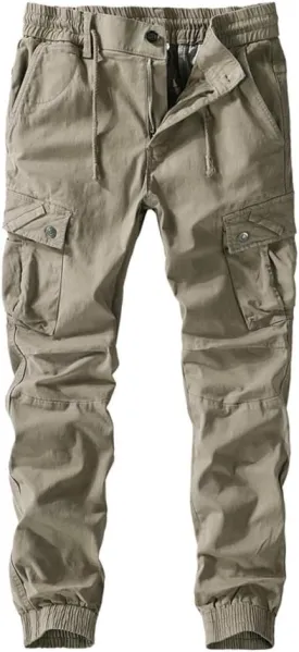 utcoco Mens Slim-Fit Casual Tapered-Leg Pockets Cotton Twill Military Jogger Pants
