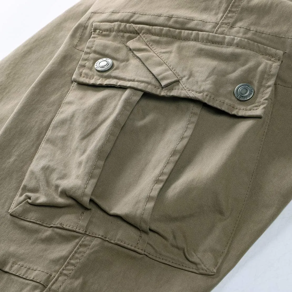 utcoco Mens Slim-Fit Casual Tapered-Leg Pockets Cotton Twill Military Jogger Pants