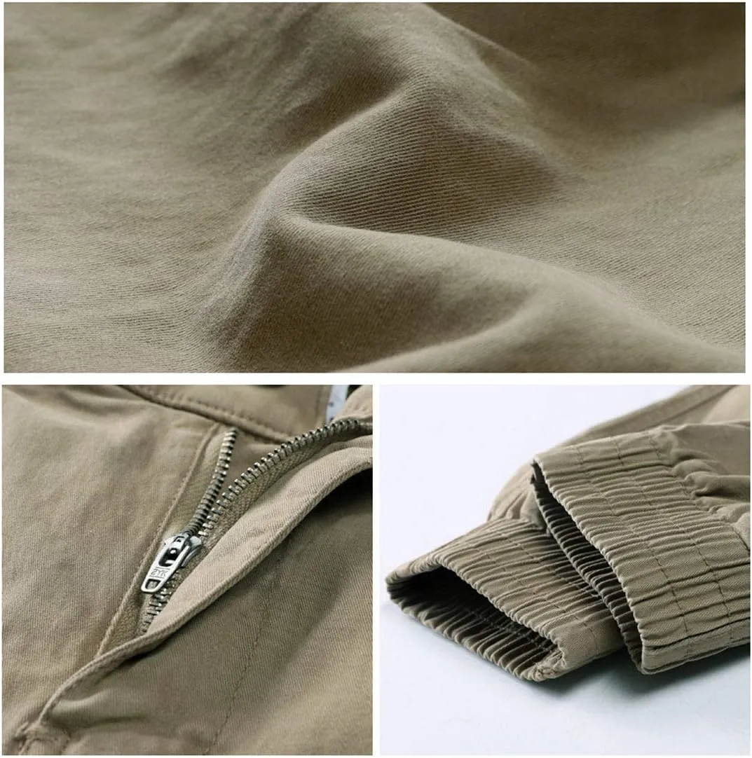 utcoco Mens Slim-Fit Casual Tapered-Leg Pockets Cotton Twill Military Jogger Pants