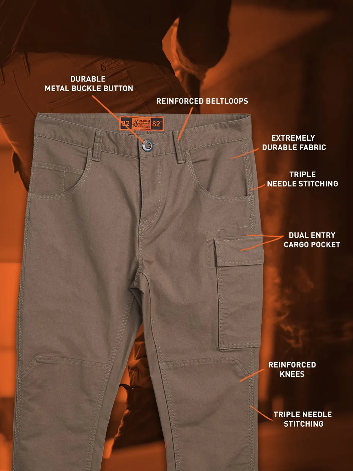 Volcom Workwear Caliper Cuffed Pants - Brindle