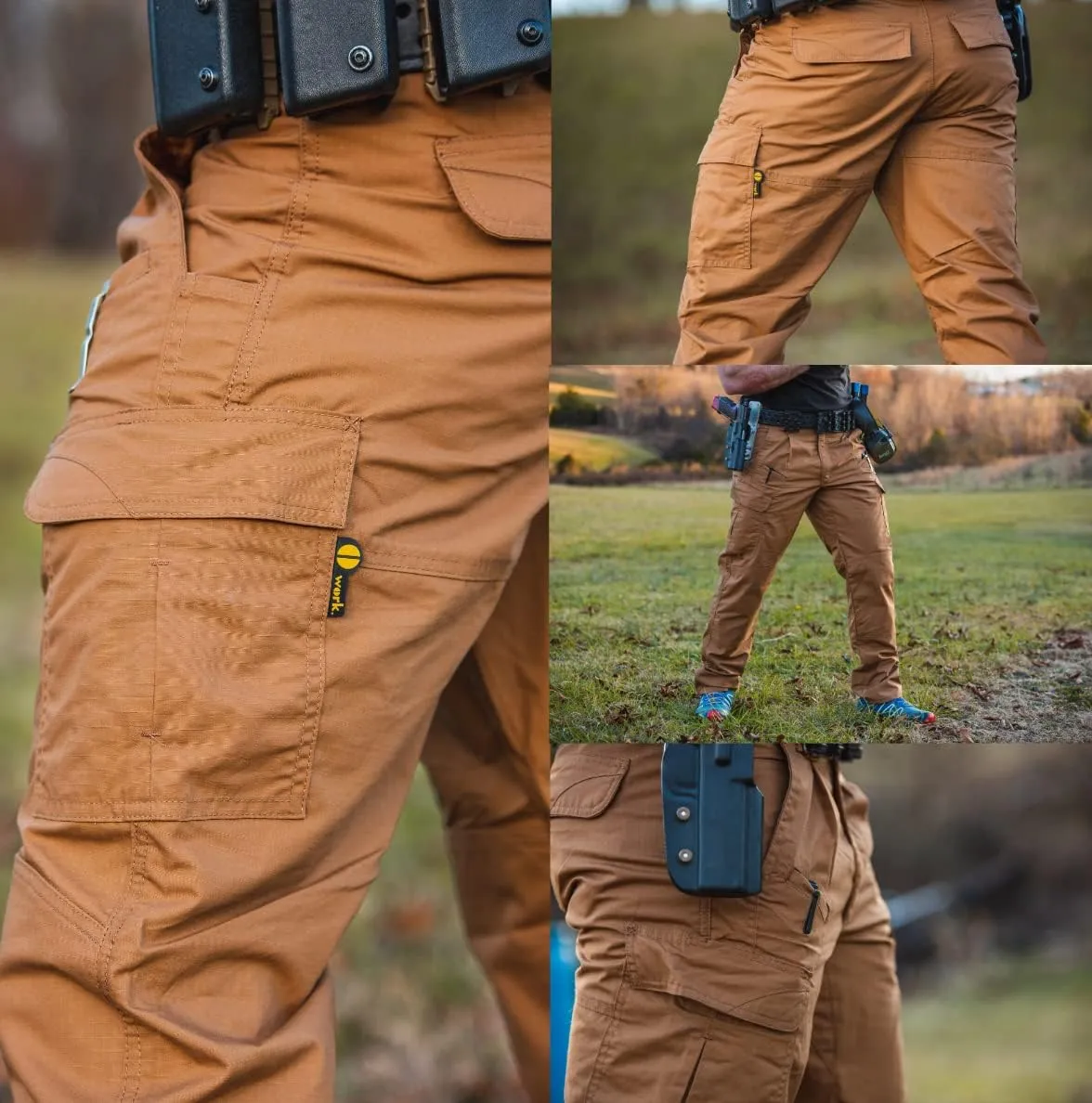 WHITEDUCK Men's Tactical Pants Ripstop Stretch Water Resistant with 13 Pockets Cargo Work Pants- Military Hiking Outdoor
