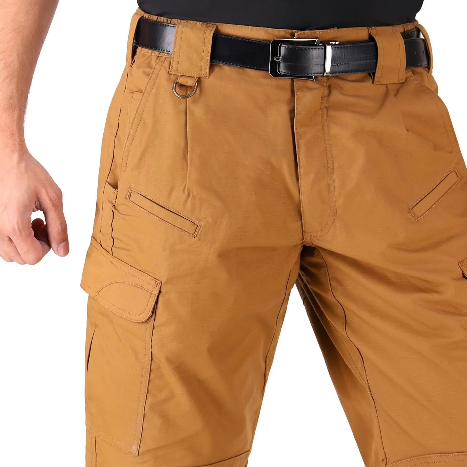 WHITEDUCK Men's Tactical Pants Ripstop Stretch Water Resistant with 13 Pockets Cargo Work Pants- Military Hiking Outdoor