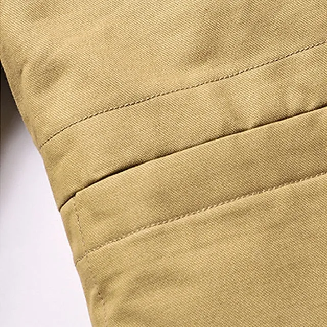 Wiaofellas Men's Chore Jacket Daily Wear Workfashion Windproof Button Pocket Spring Fall Plain Stylish Business Shirt Collar Regular Black khaki Army Green Jacket