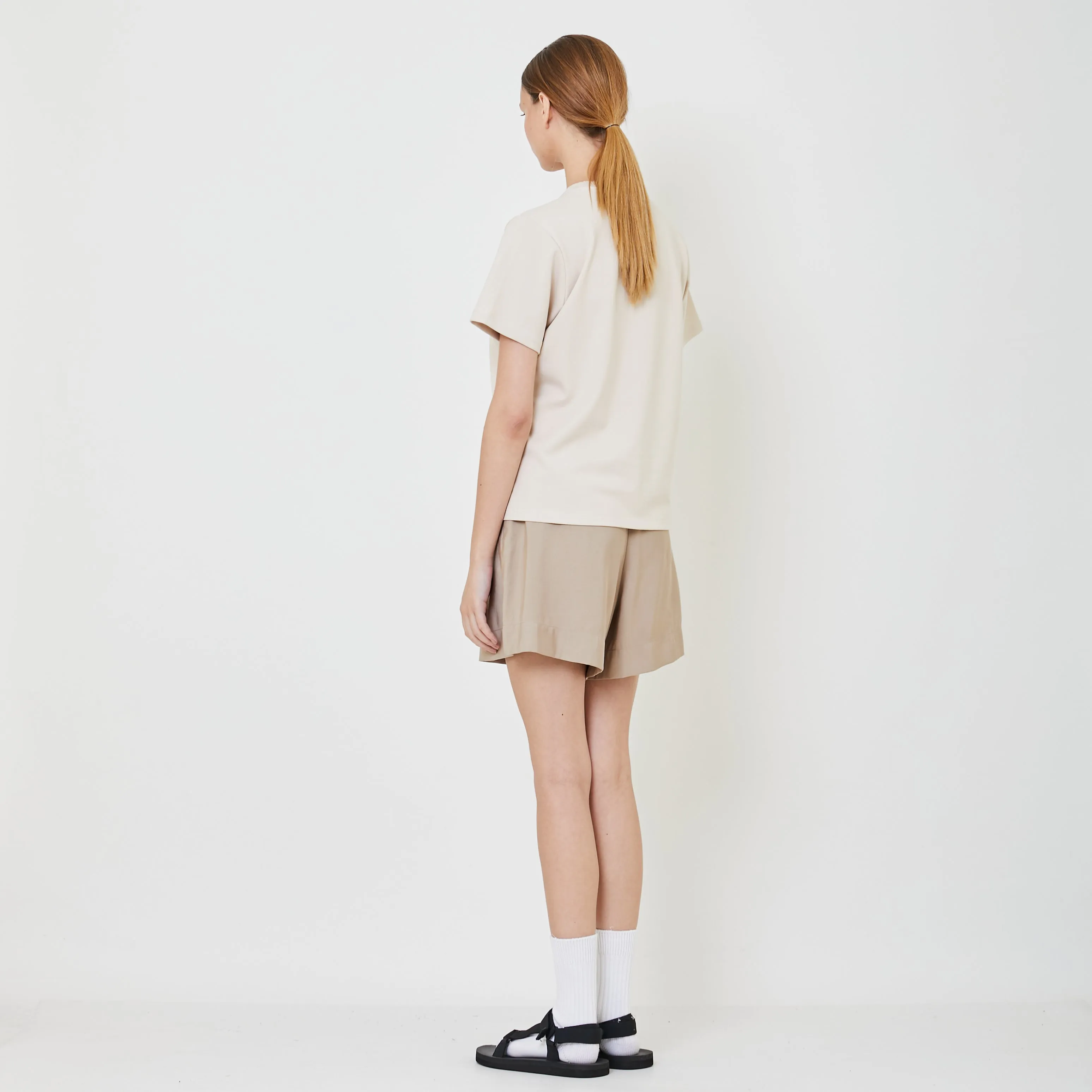 Women Pleated Shorts With Belt - Khaki - SW2401010A