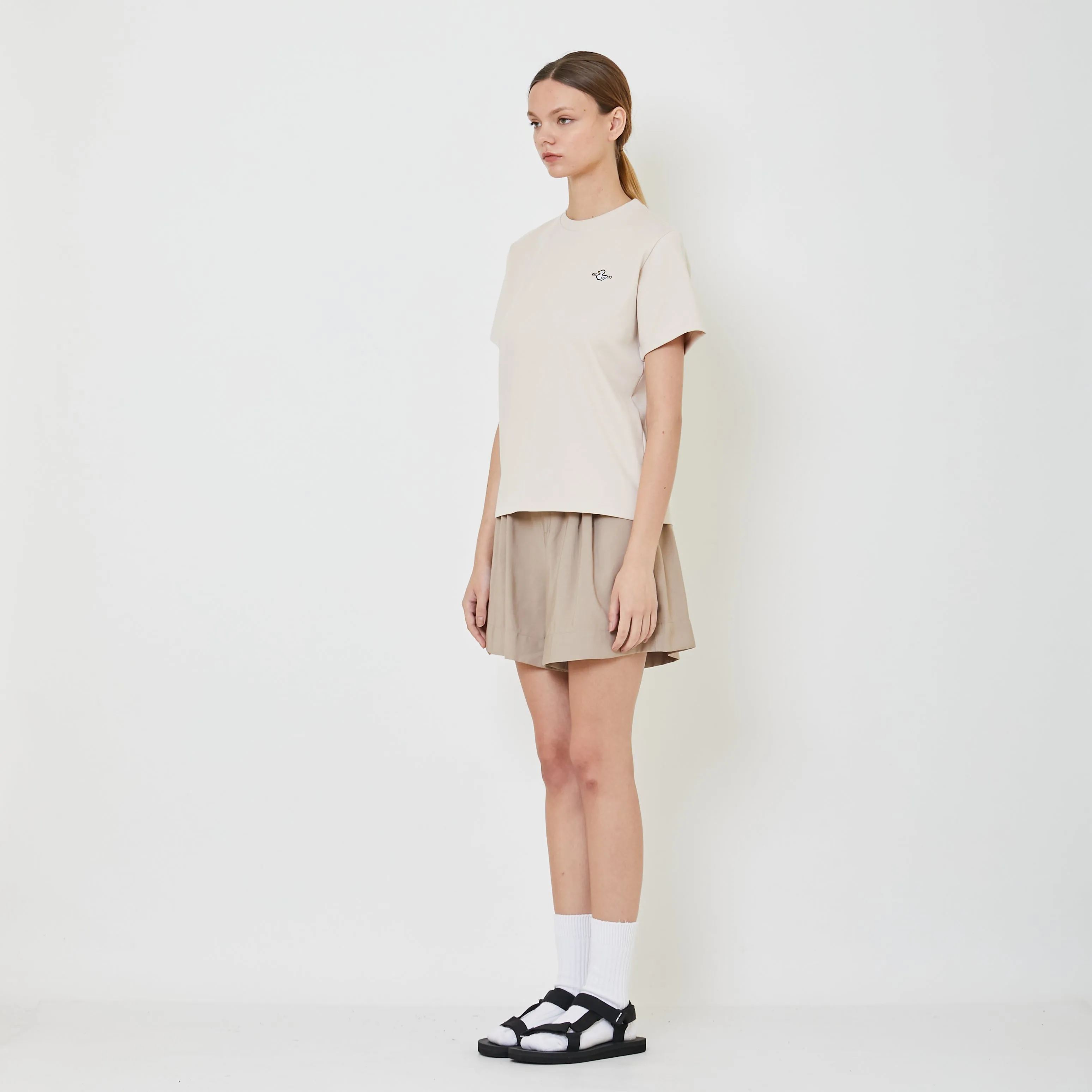 Women Pleated Shorts With Belt - Khaki - SW2401010A