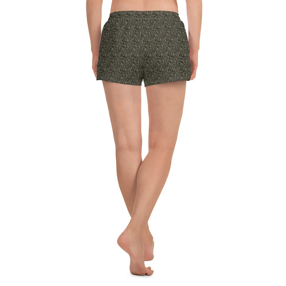 Women's Khaki Zebra Athletic Shorts