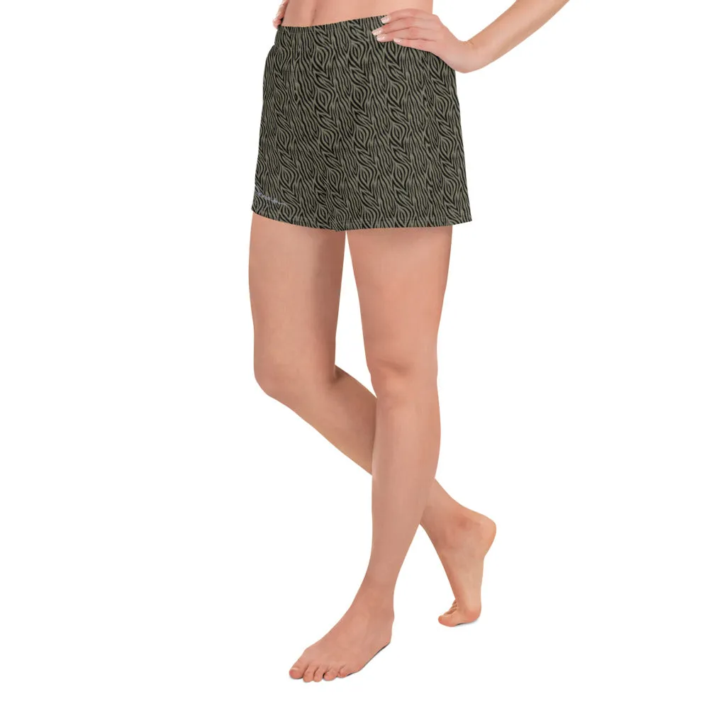 Women's Khaki Zebra Athletic Shorts