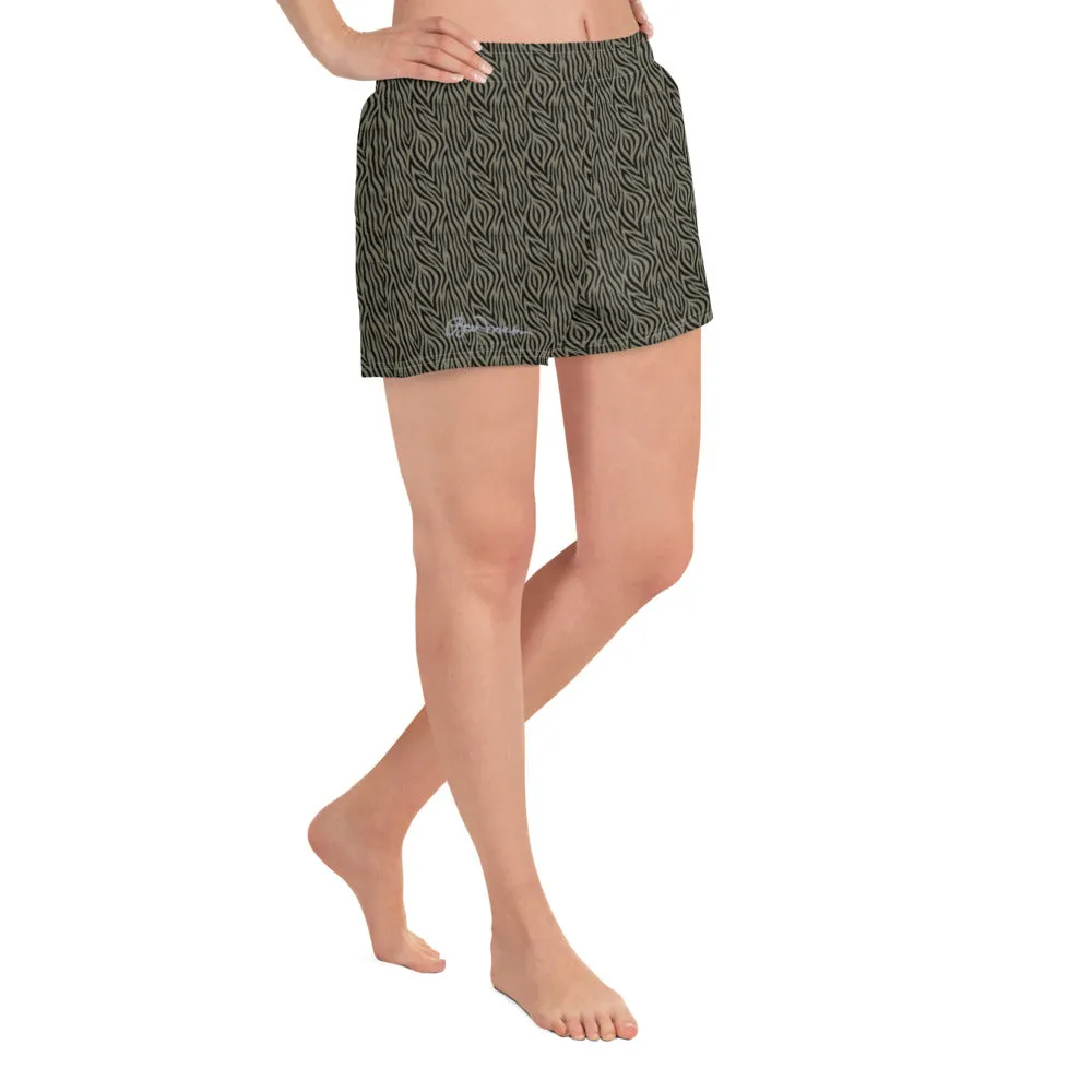 Women's Khaki Zebra Athletic Shorts