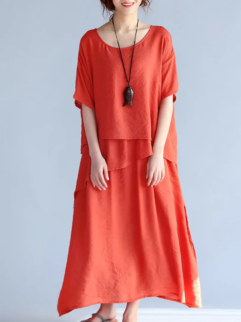 Women's Loose Elegance Solid Color Mid-Length A-Line Dress
