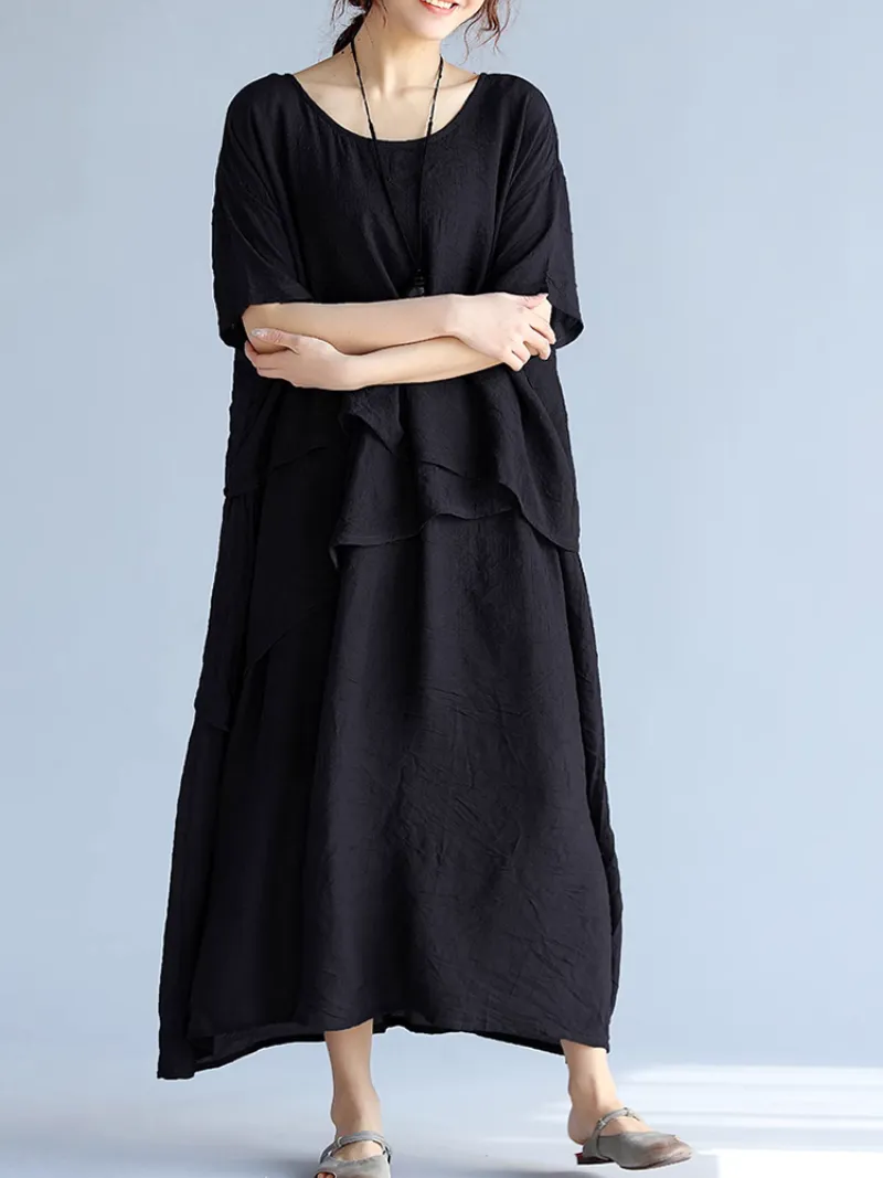 Women's Loose Elegance Solid Color Mid-Length A-Line Dress