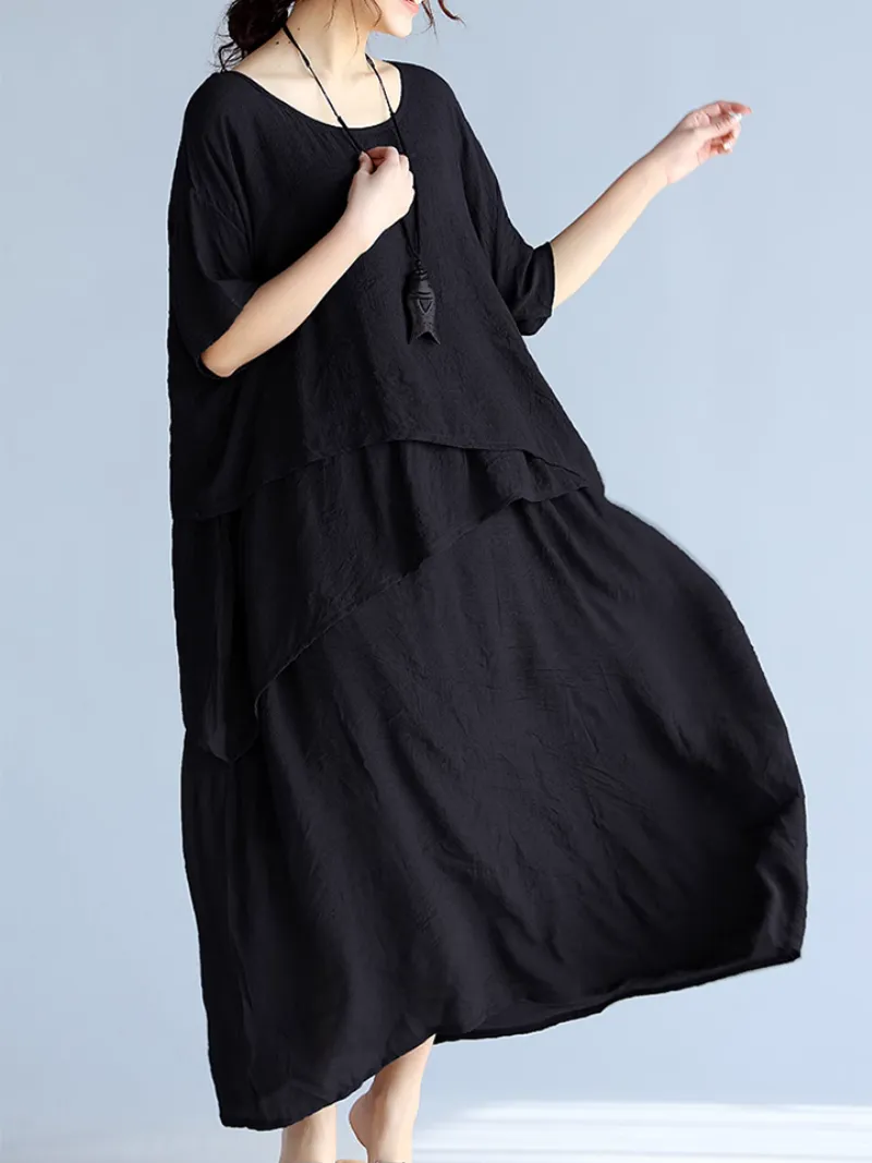 Women's Loose Elegance Solid Color Mid-Length A-Line Dress