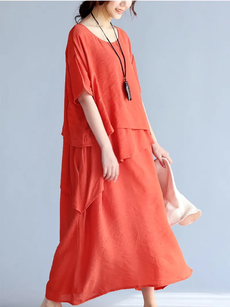 Women's Loose Elegance Solid Color Mid-Length A-Line Dress