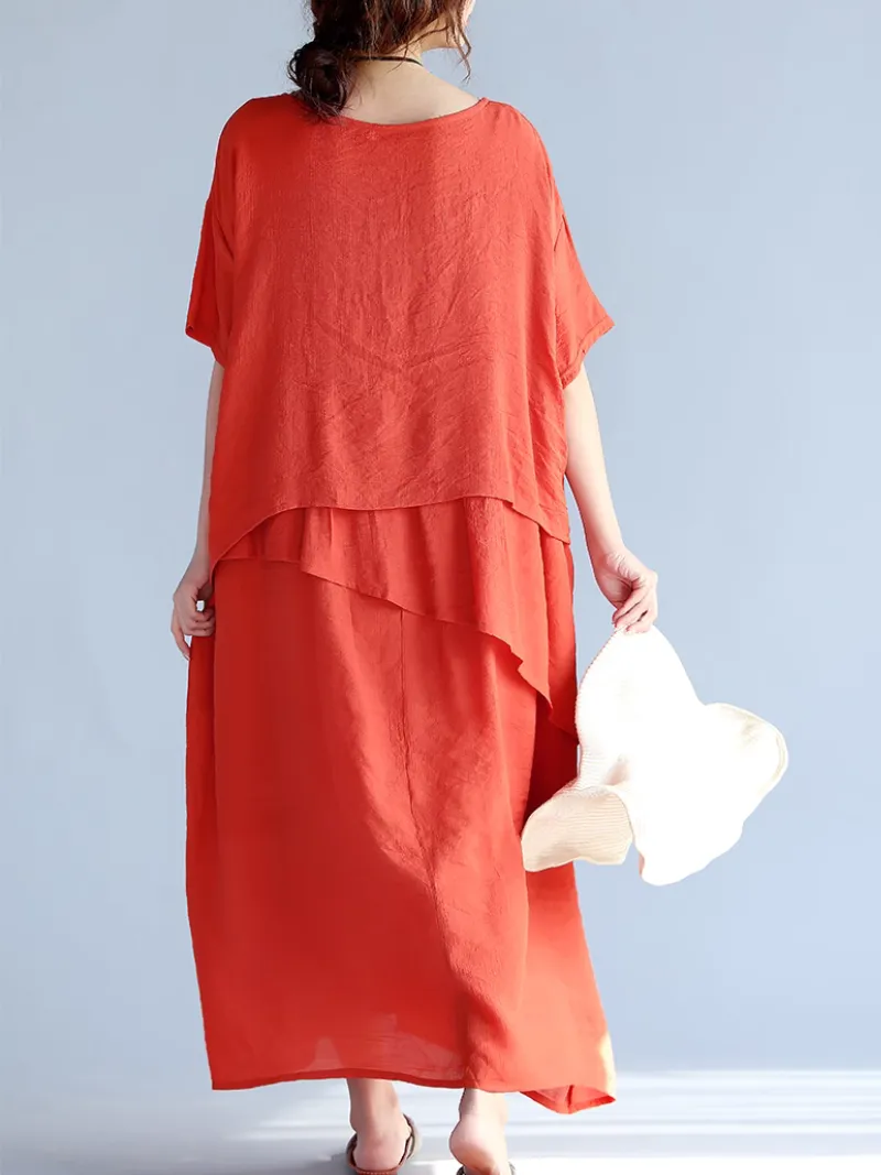 Women's Loose Elegance Solid Color Mid-Length A-Line Dress