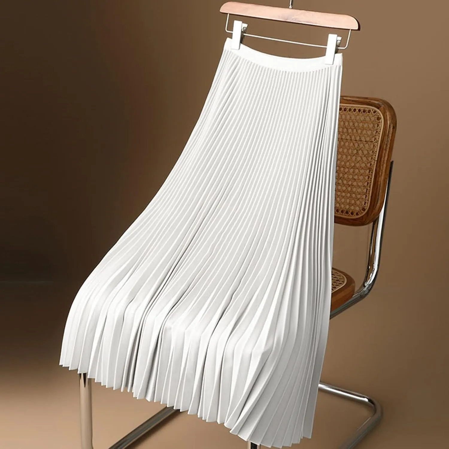 Womens Pleated Skirt High Waisted A Line Midi Long Shirring Skirts Summer Trendy Casual Lightweight Elegant Skirts