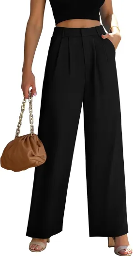 Women's Wide Leg Dress Pants High Waisted Business Casual Trousers Dressy Work Office Pants with Pockets