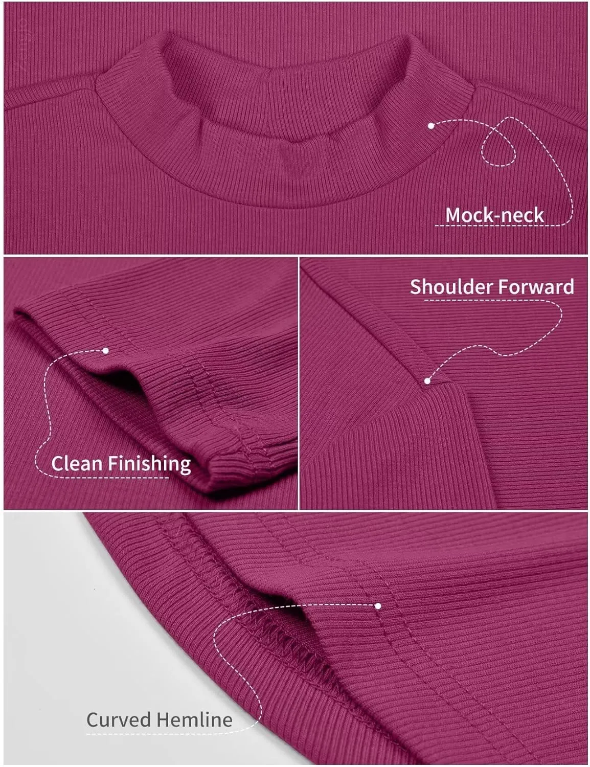 Zengjo Short Sleeve Turtleneck Women Ribbed Shirt Mock Neck Fitted Tee Top