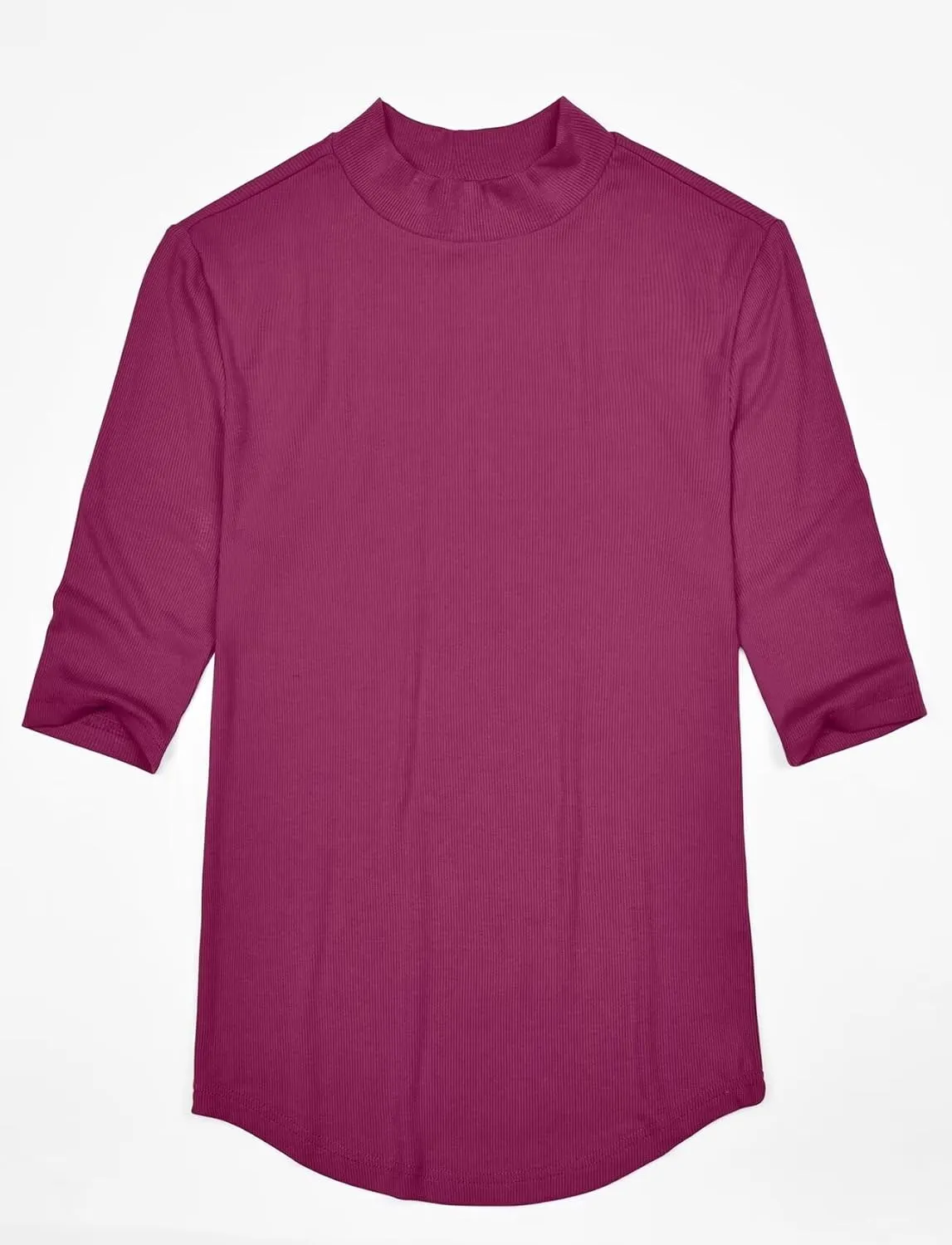 Zengjo Short Sleeve Turtleneck Women Ribbed Shirt Mock Neck Fitted Tee Top