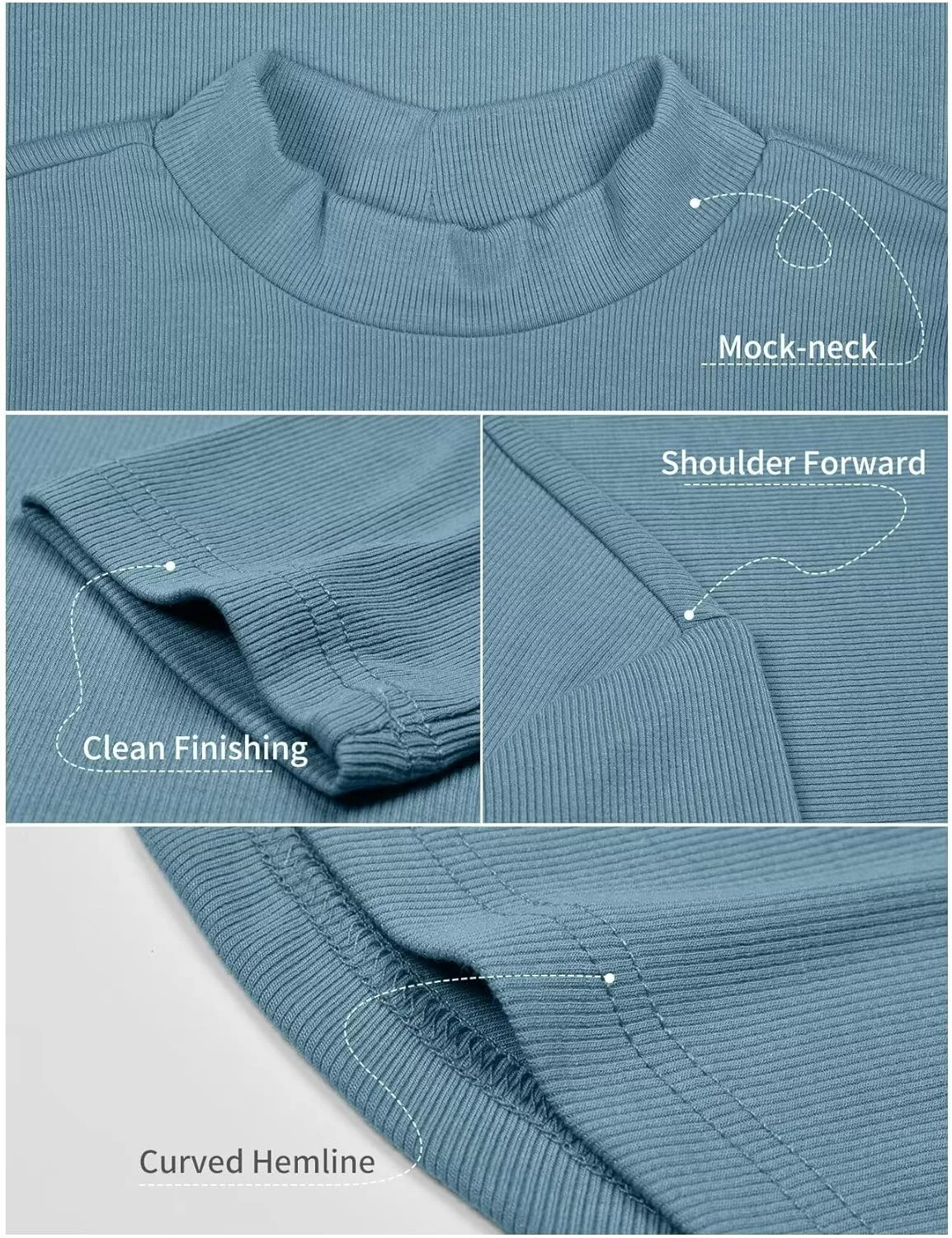 Zengjo Short Sleeve Turtleneck Women Ribbed Shirt Mock Neck Fitted Tee Top